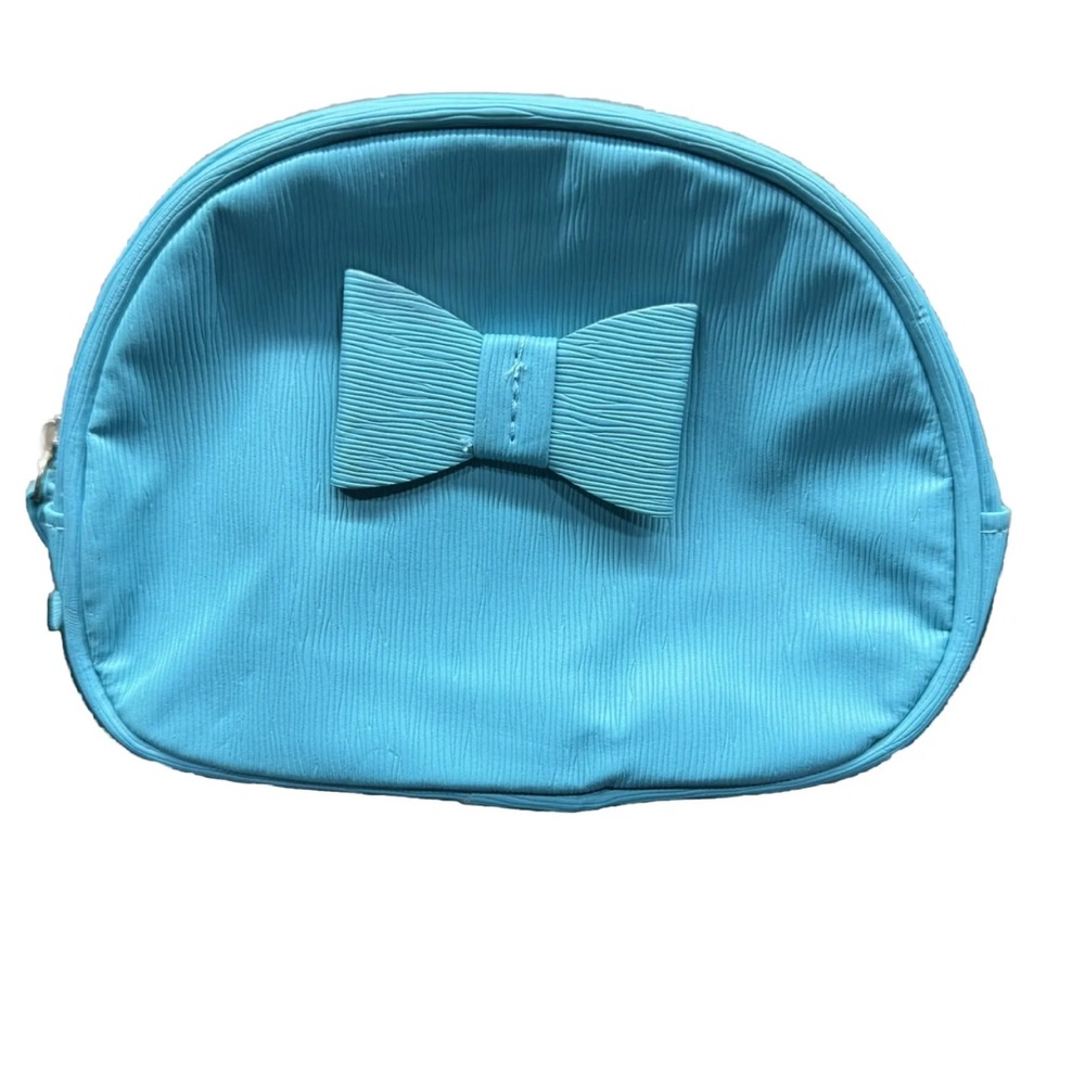 Makeup Cosmetics Cinderella Bag With Bow Easter Blue Zipper Hardware